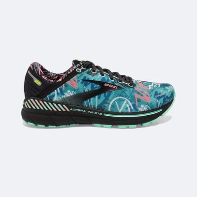 Brooks Adrenaline GTS 22 Női Futócipő Fekete/Zöld/Rózsaszín | HU274609