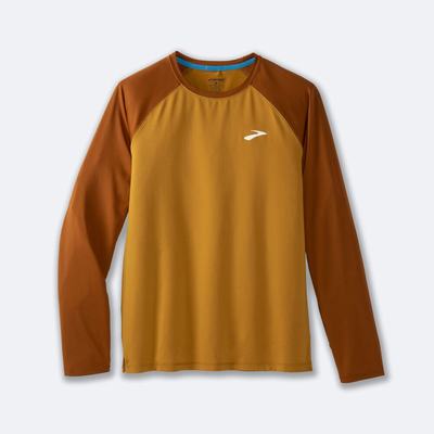 Brooks Atmosphere Long Sleeve 2.0 Férfi Póló Sárga/Barna | HU794365