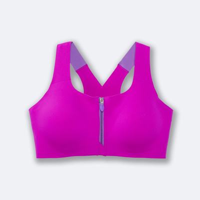 Brooks Dare Zip Run Bra Női Sportmelltartó Rózsaszín/Lila | HU367901