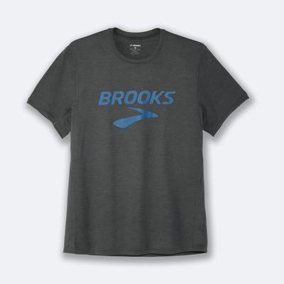 Brooks Distance Grafika Short Sleeve Férfi Póló Sötét | HU243587