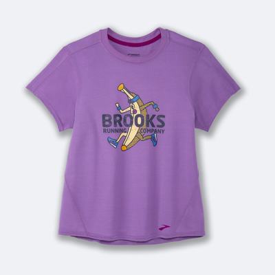 Brooks Distance Grafika Short Sleeve Női Póló Lila | HU260431