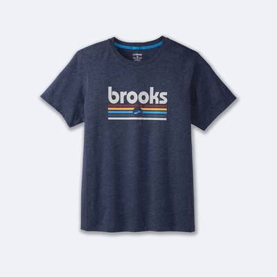 Brooks Distance Short Sleeve 2.0 Férfi Póló Sötétkék/Csíkok | HU135208