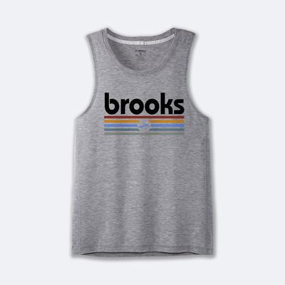 Brooks Distance Tank 2.0 Férfi Ujjatlan Póló Szürke/Csíkok | HU629718