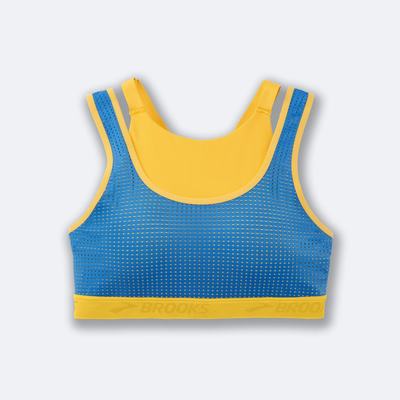 Brooks Drive Mesh Run Bra Női Sportmelltartó Sárga/Kék | HU452967