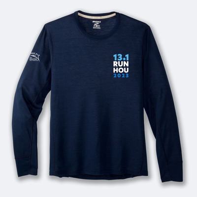 Brooks Houston23 Distance Long Sleeve 2.0 Férfi Póló Sötétkék | HU380459