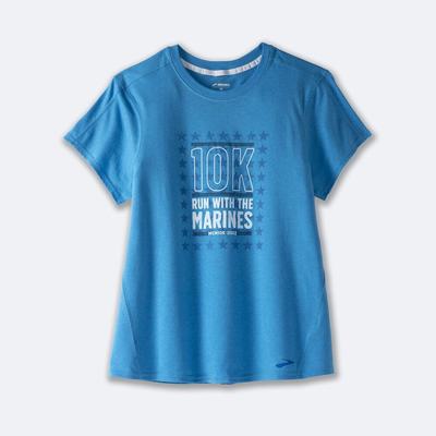 Brooks MCM22 Distance Grafika Short Sleeve Női Póló Kék | HU351649