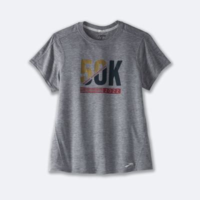 Brooks MCM22 Distance Grafika Short Sleeve Női Póló Szürke | HU592681