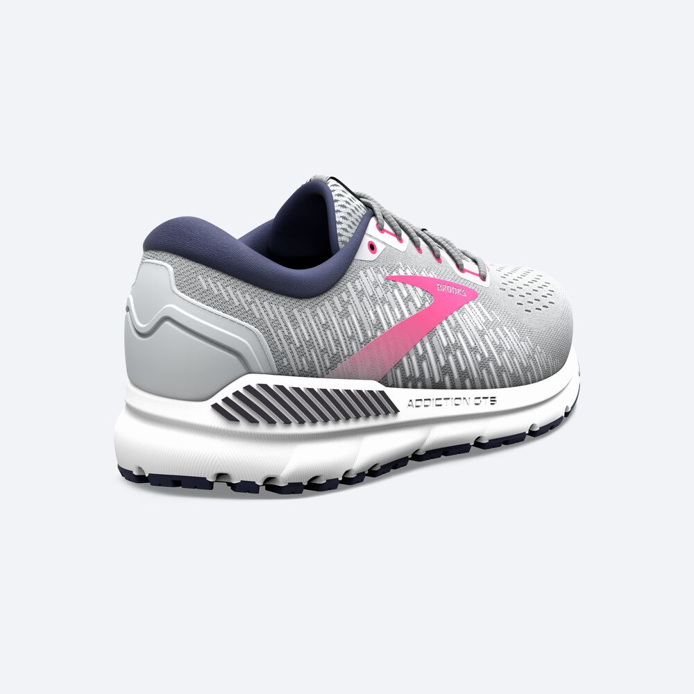 Brooks Addiction GTS 15 Női Futócipő Szürke/Sötétkék/Rózsaszín | HU349270