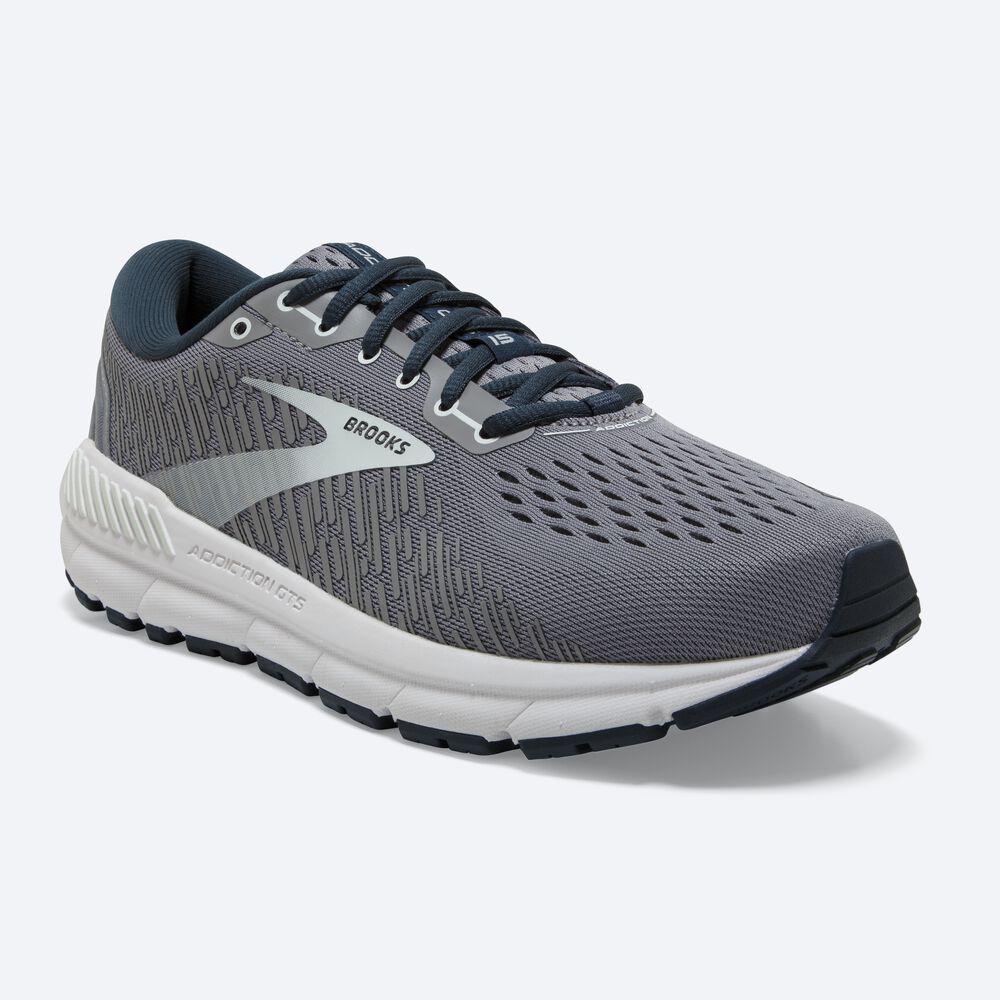 Brooks Addiction GTS 15 Női Futócipő Szürke/Sötétkék/Világos Türkiz | HU701954