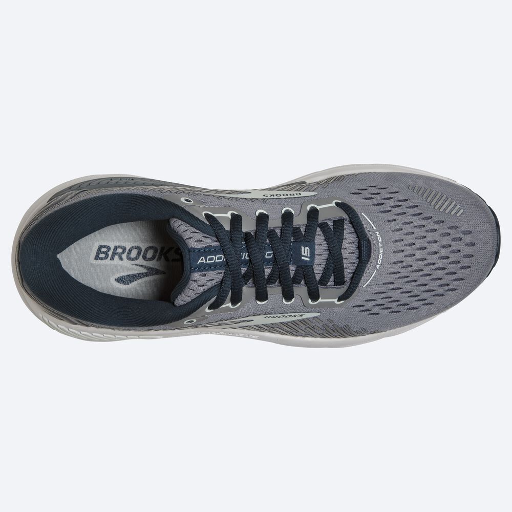 Brooks Addiction GTS 15 Női Futócipő Szürke/Sötétkék/Világos Türkiz | HU701954