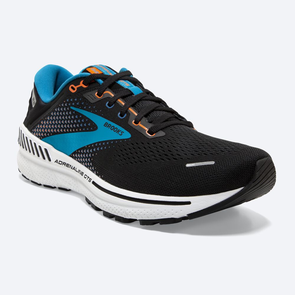 Brooks Adrenaline GTS 22 Férfi Futócipő Fekete/Kék/Narancssárga | HU082465