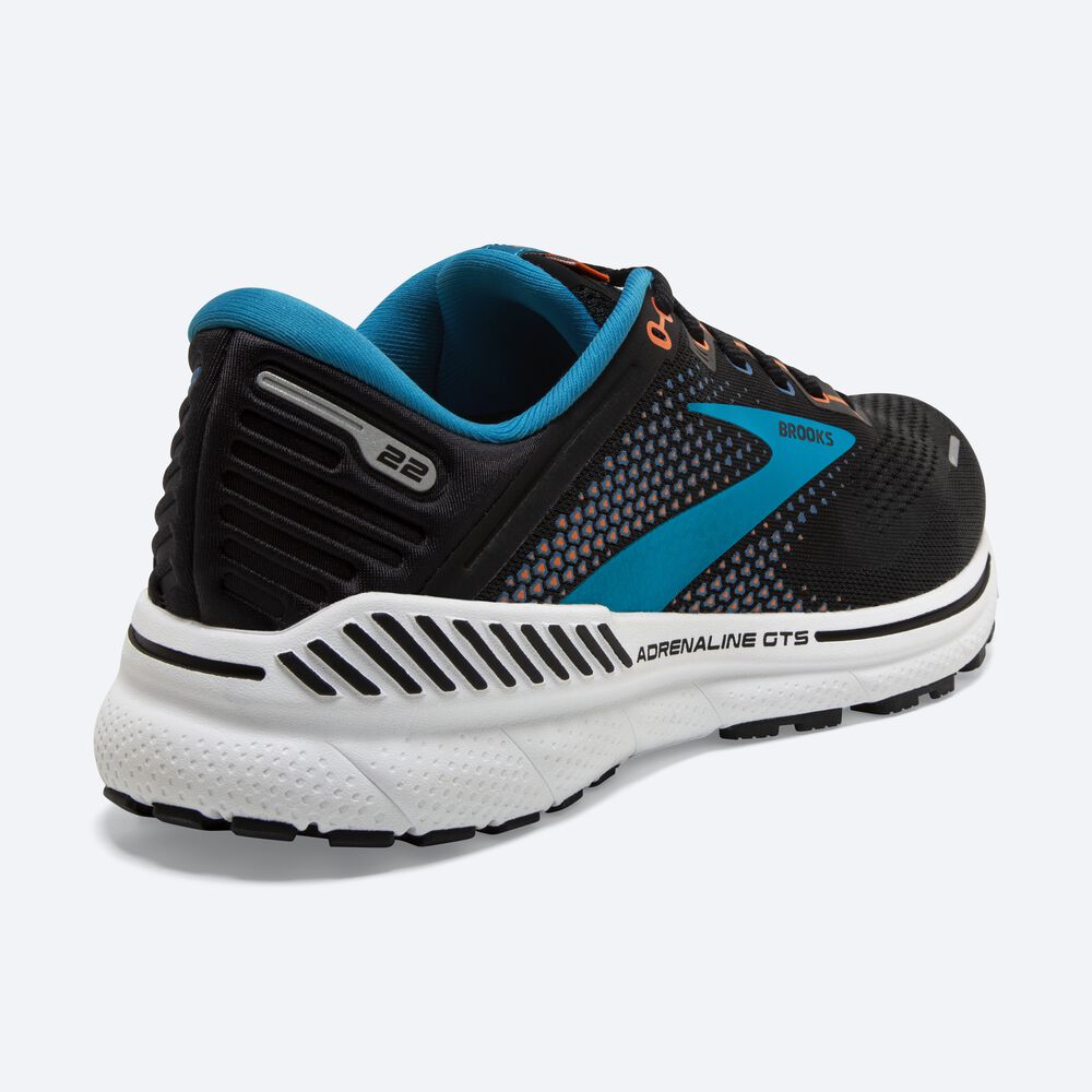 Brooks Adrenaline GTS 22 Férfi Futócipő Fekete/Kék/Narancssárga | HU082465