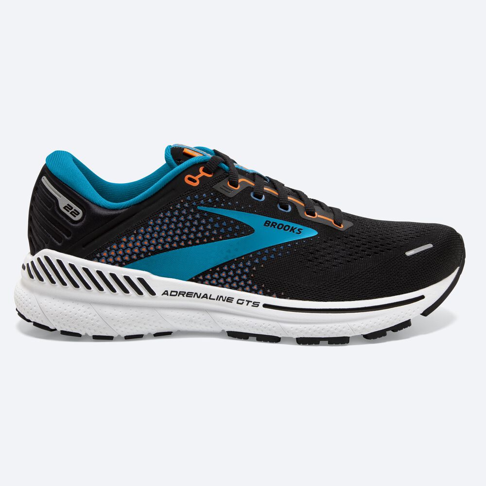 Brooks Adrenaline GTS 22 Férfi Futócipő Fekete/Kék/Narancssárga | HU082465