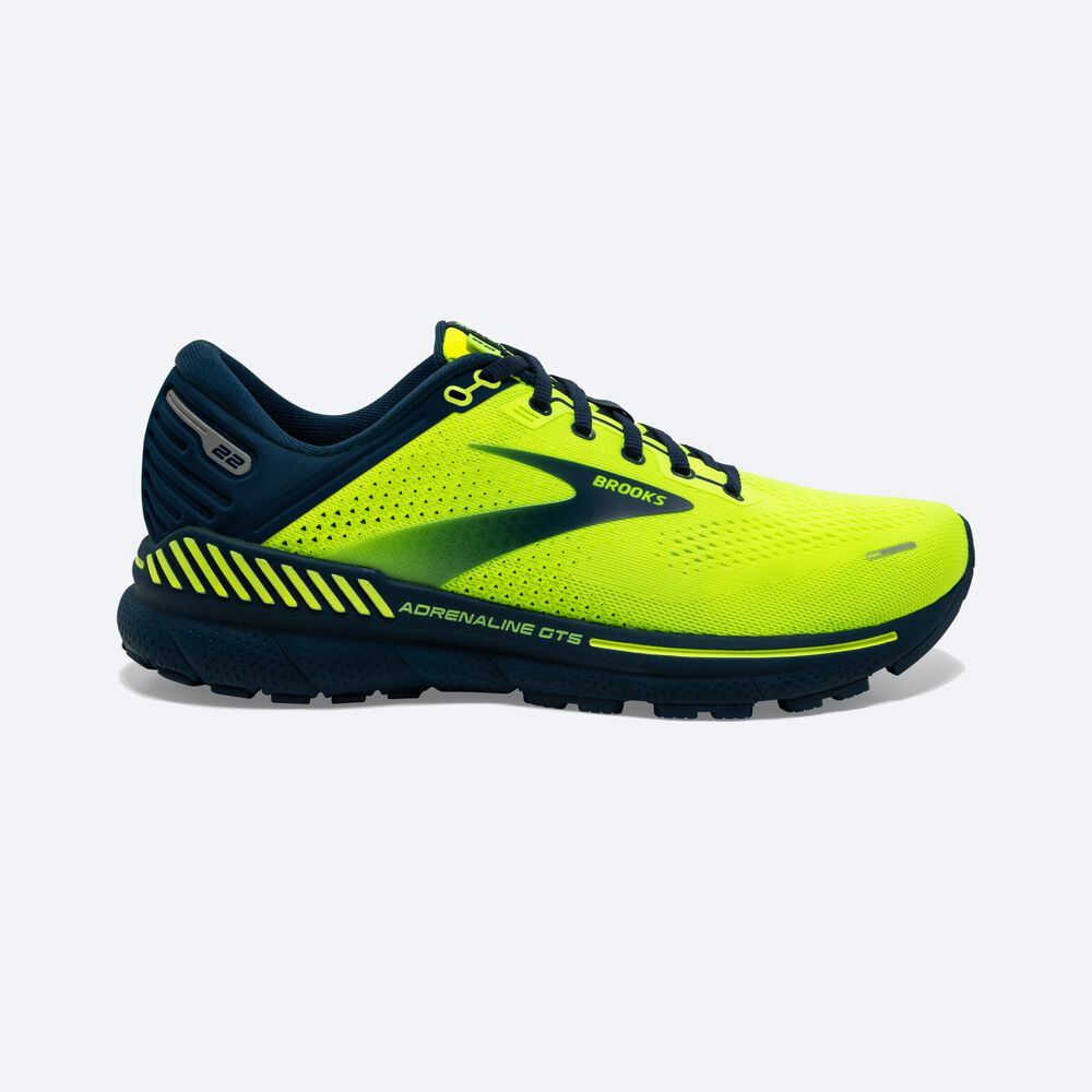 Brooks Adrenaline GTS 22 Férfi Futócipő Sárga/Sötétkék | HU150843