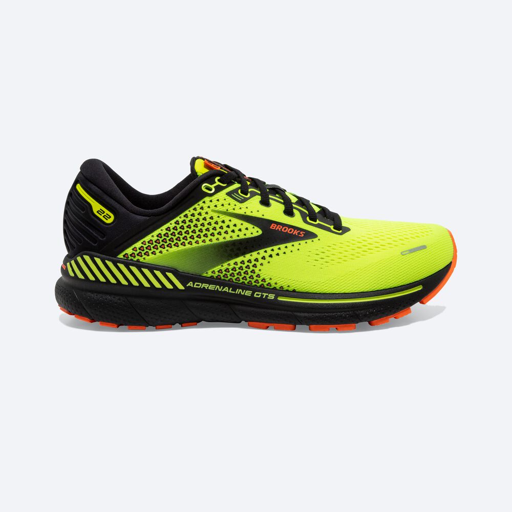 Brooks Adrenaline GTS 22 Férfi Futócipő Sárga/Fekete | HU263708