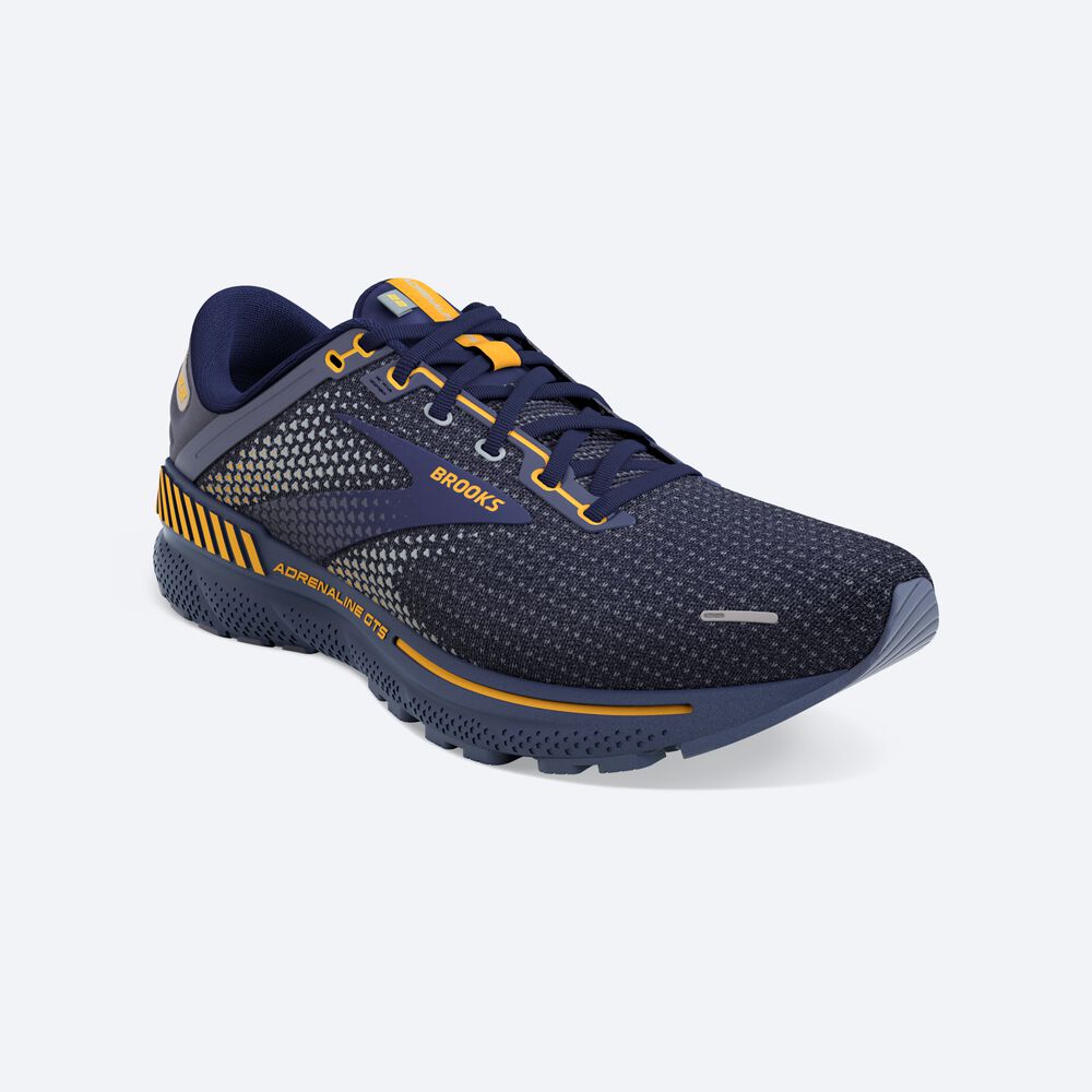 Brooks Adrenaline GTS 22 Férfi Futócipő Sötétkék/Szürke/Narancssárga Virágos | HU468721