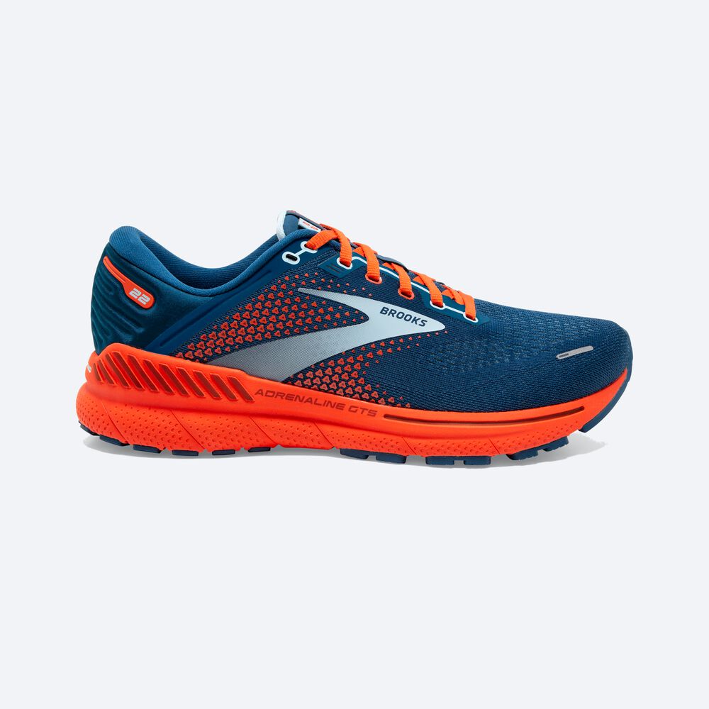 Brooks Adrenaline GTS 22 Férfi Futócipő Kék/Világos Kék/Narancssárga | HU695431