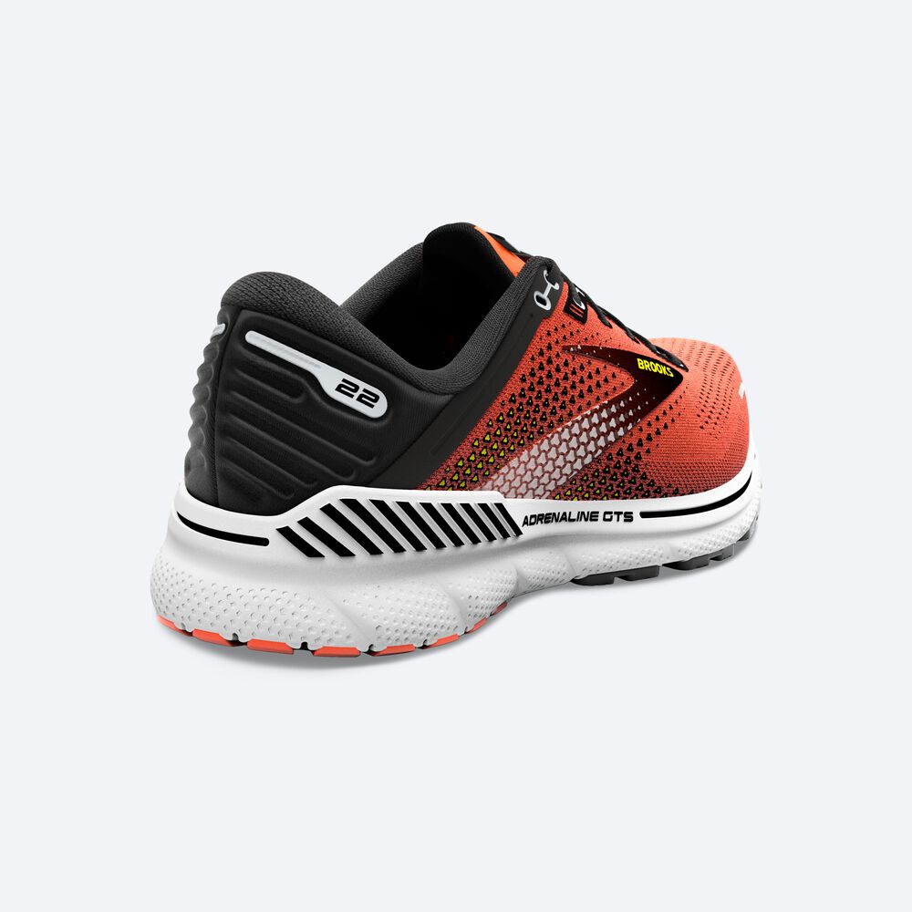 Brooks Adrenaline GTS 22 Férfi Futócipő Narancssárga/Fekete/Fehér | HU726143