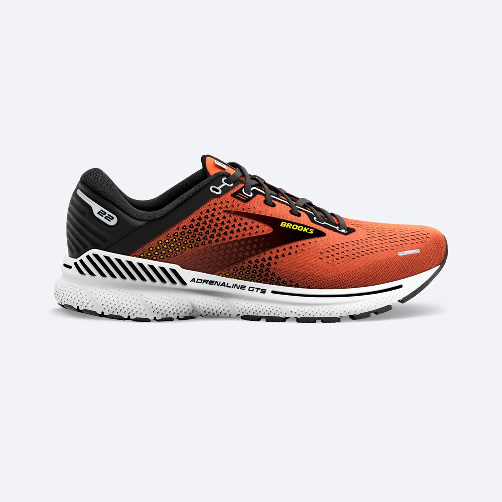 Brooks Adrenaline GTS 22 Férfi Futócipő Narancssárga/Fekete/Fehér | HU726143