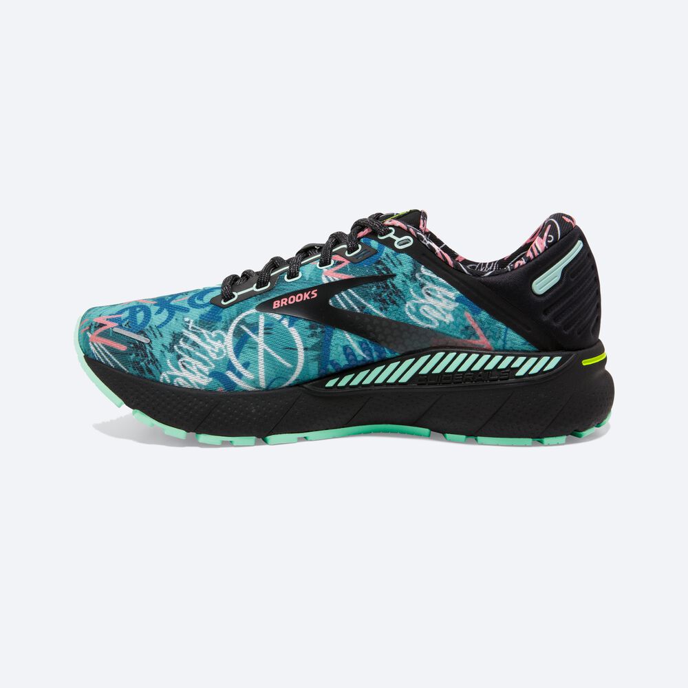 Brooks Adrenaline GTS 22 Női Futócipő Fekete/Zöld/Rózsaszín | HU274609