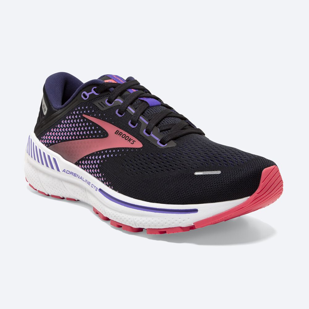 Brooks Adrenaline GTS 22 Női Futócipő Fekete/Lila/Korall | HU521097