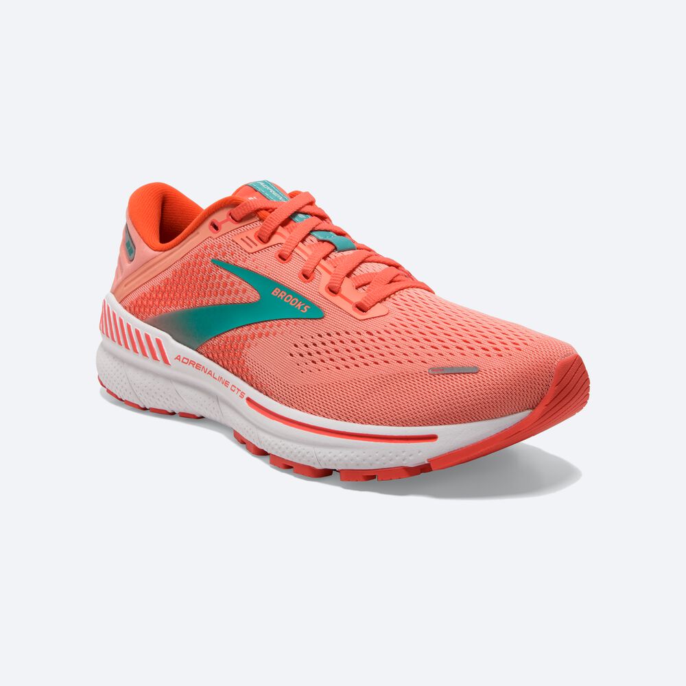 Brooks Adrenaline GTS 22 Női Futócipő Korall/Fehér | HU293617