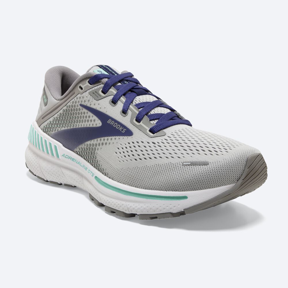 Brooks Adrenaline GTS 22 Női Futócipő Szürke/Kék/Zöld | HU462385