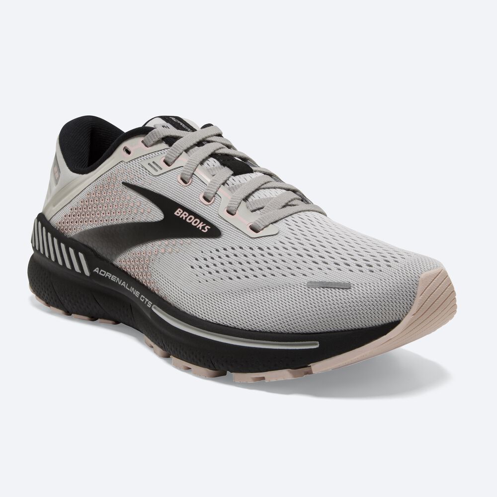 Brooks Adrenaline GTS 22 Női Futócipő Szürke/Rózsaszín/Fekete | HU604738