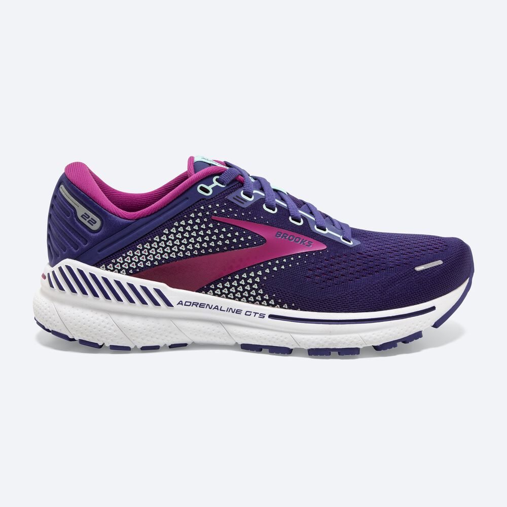 Brooks Adrenaline GTS 22 Női Futócipő Sötétkék/Zöld/Rózsaszín | HU926814