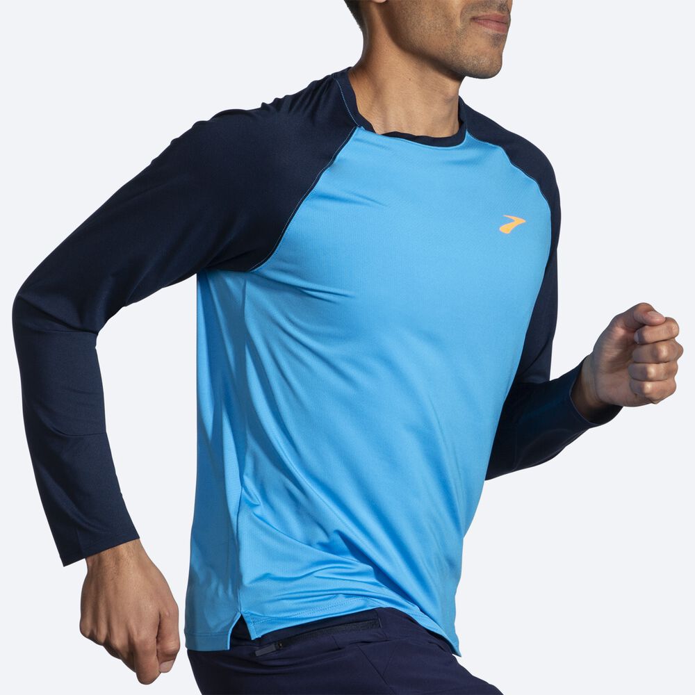 Brooks Atmosphere Long Sleeve 2.0 Férfi Póló Kék/Sötétkék | HU091584