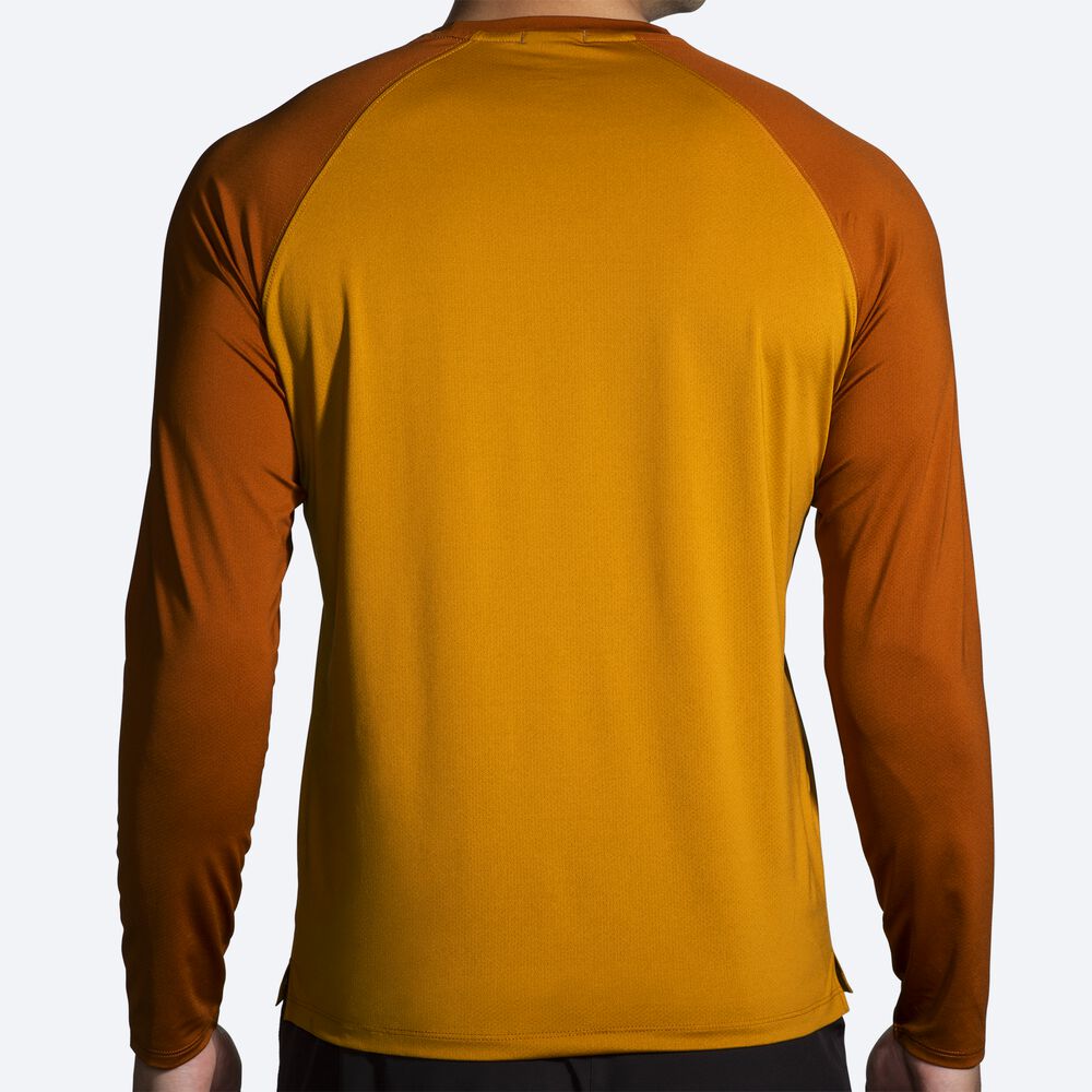 Brooks Atmosphere Long Sleeve 2.0 Férfi Póló Sárga/Barna | HU794365