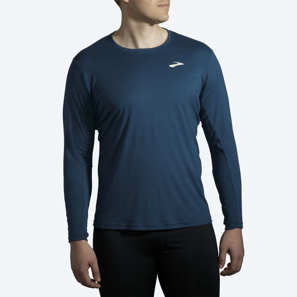 Brooks Atmosphere Long Sleeve Férfi Póló Sötétkék | HU591864