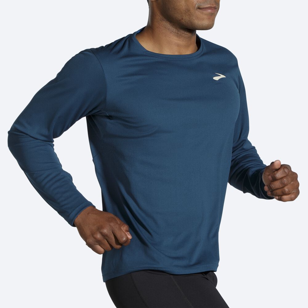 Brooks Atmosphere Long Sleeve Férfi Póló Sötétkék | HU591864