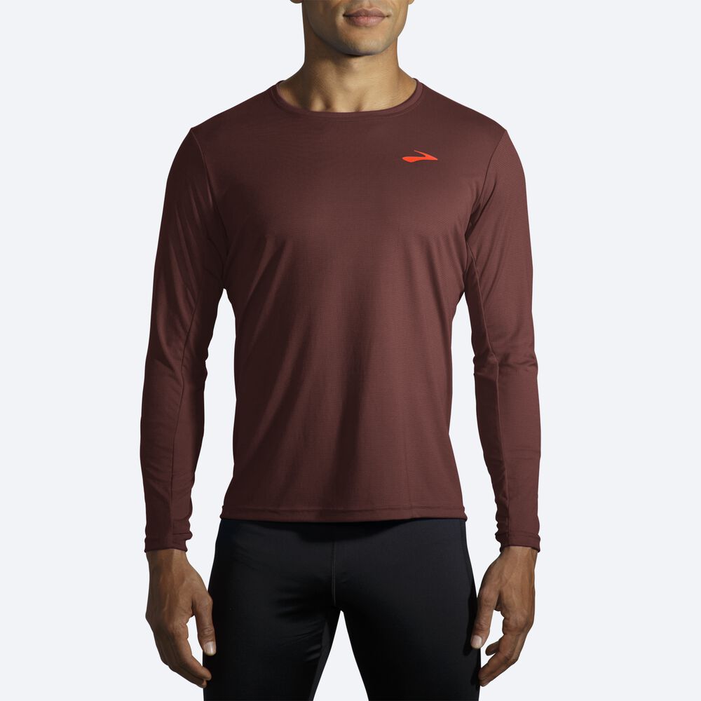 Brooks Atmosphere Long Sleeve Férfi Póló Csokoládé | HU872340