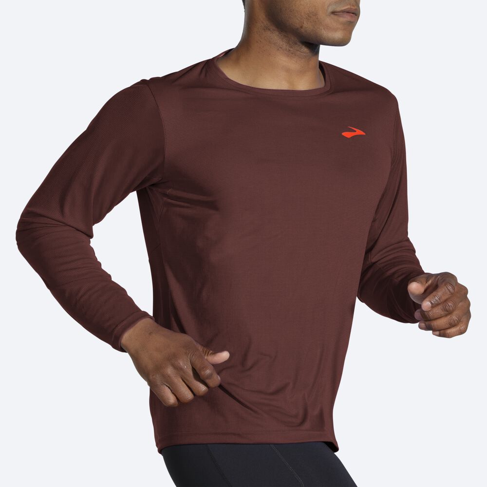 Brooks Atmosphere Long Sleeve Férfi Póló Csokoládé | HU872340