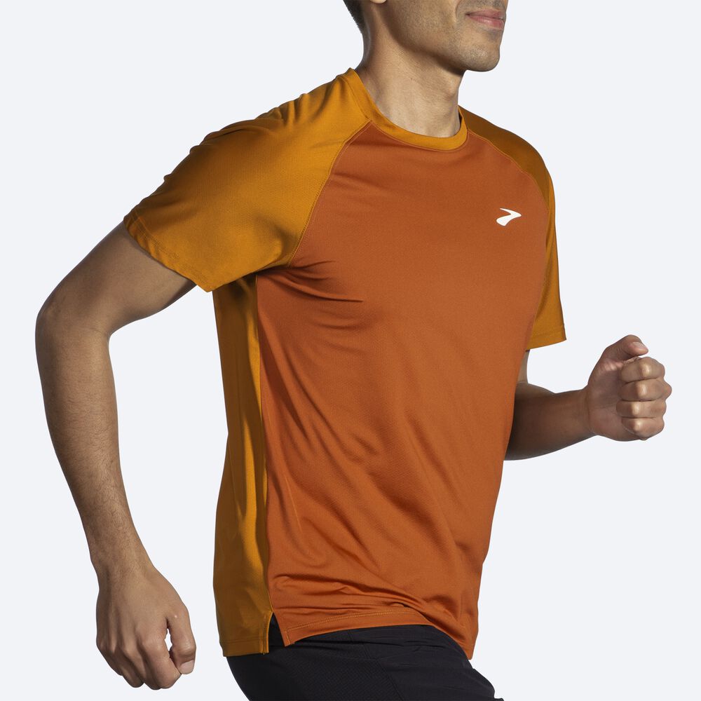 Brooks Atmosphere Short Sleeve 2.0 Férfi Póló Barna/Sárga | HU267194