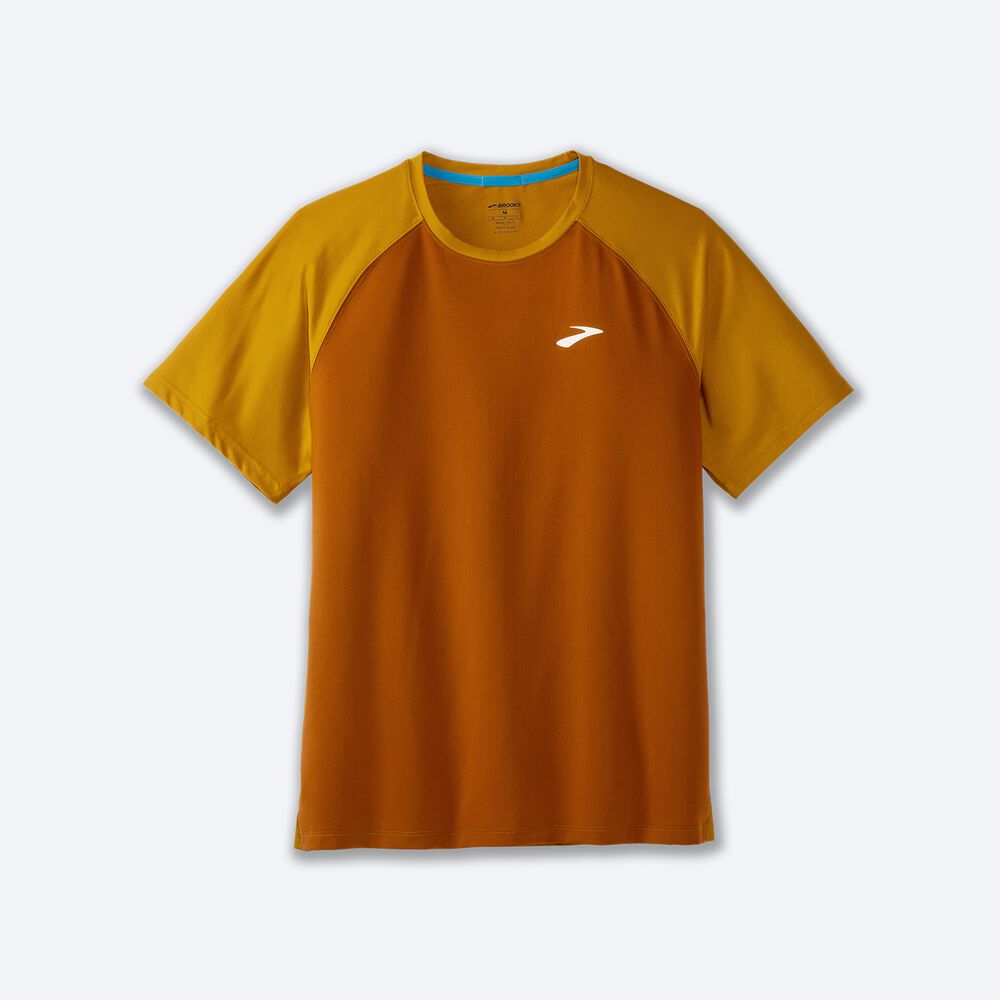 Brooks Atmosphere Short Sleeve 2.0 Férfi Póló Barna/Sárga | HU267194