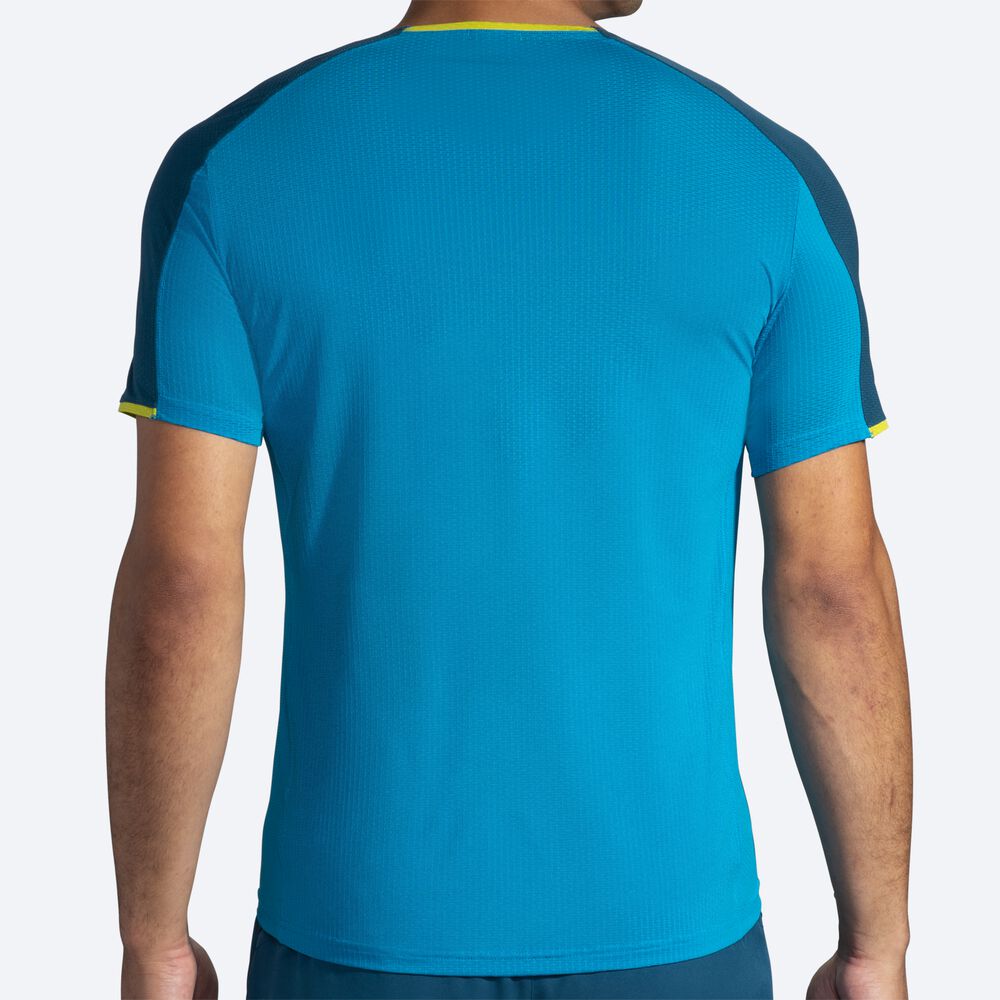 Brooks Atmosphere Short Sleeve Férfi Póló Kék/MélyZöld | HU054326