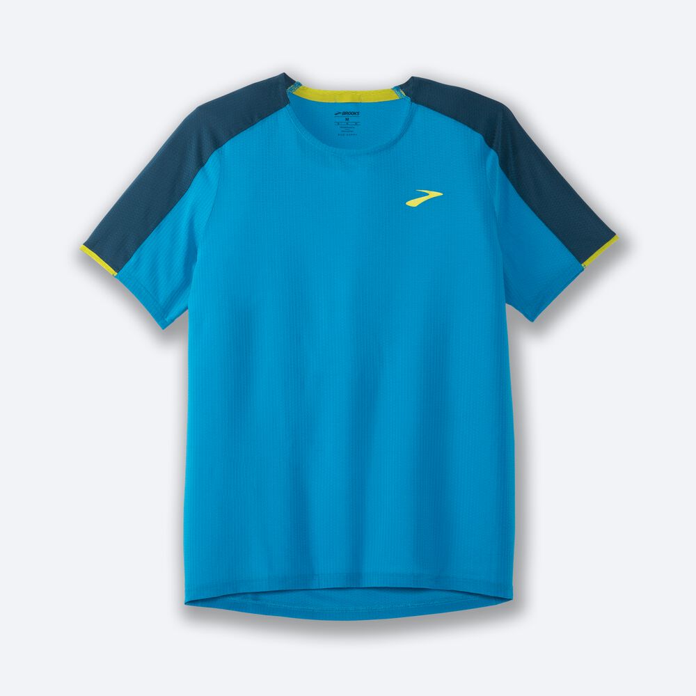 Brooks Atmosphere Short Sleeve Férfi Póló Kék/MélyZöld | HU054326