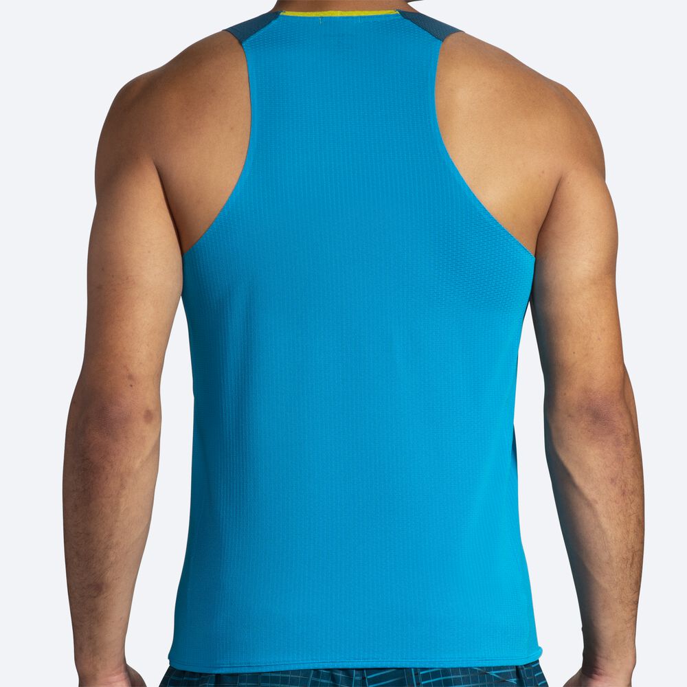 Brooks Atmosphere Singlet Férfi Ujjatlan Póló Kék/MélyZöld | HU519736