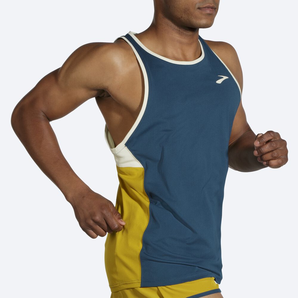 Brooks Atmosphere Singlet Férfi Ujjatlan Póló Sötétkék/Narancssárga | HU673592