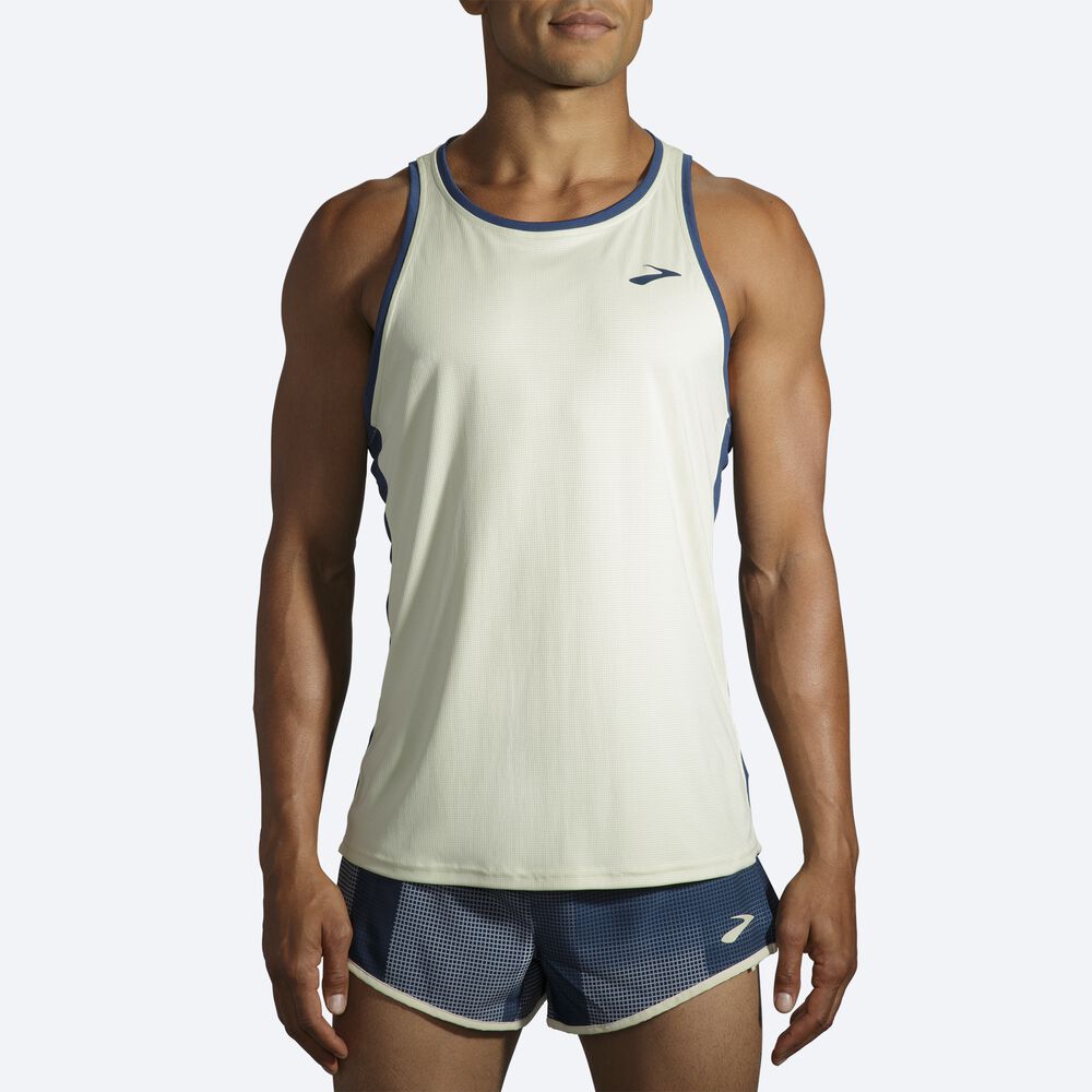 Brooks Atmosphere Singlet Férfi Ujjatlan Póló Narancssárga/Sötétkék | HU857192