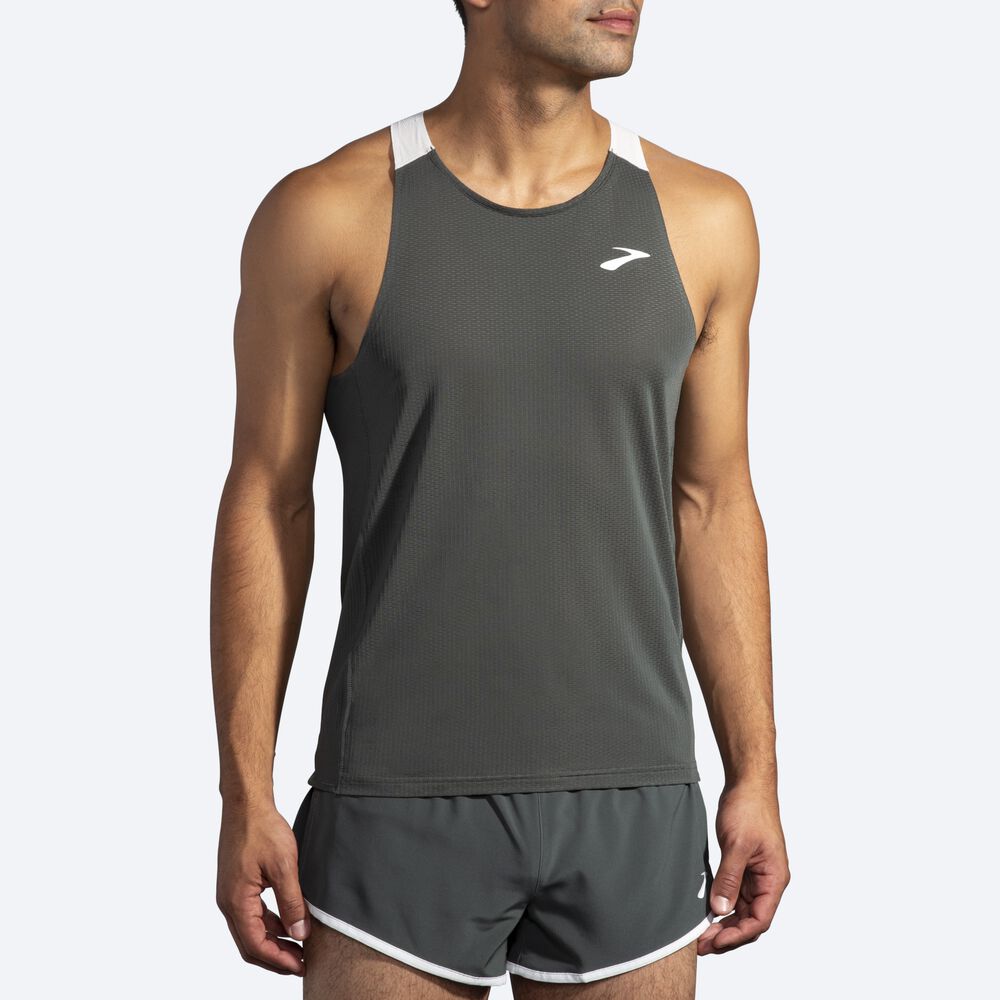 Brooks Atmosphere Singlet Férfi Ujjatlan Póló Sötét Szürke/Szürke | HU940625