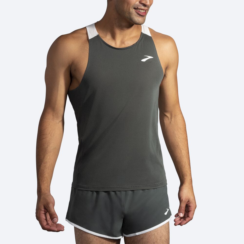 Brooks Atmosphere Singlet Férfi Ujjatlan Póló Sötét Szürke/Szürke | HU940625