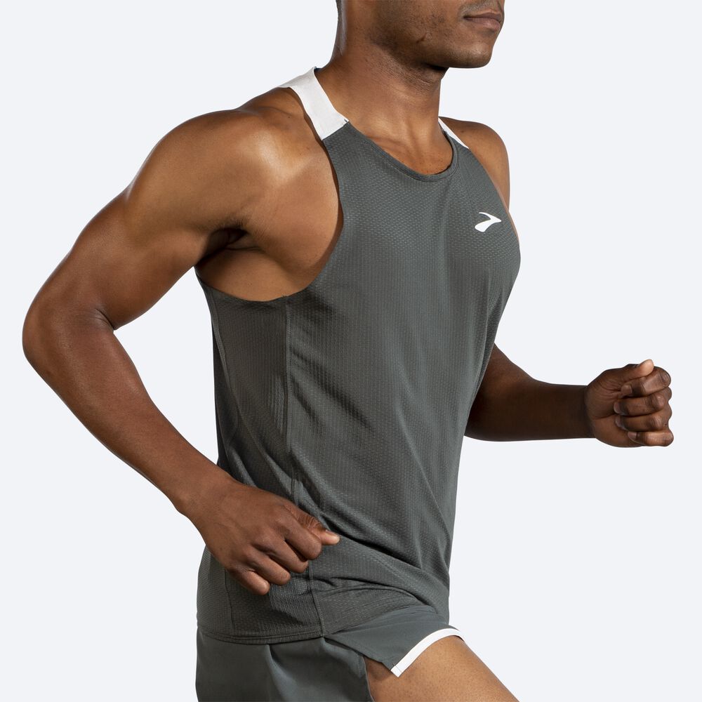 Brooks Atmosphere Singlet Férfi Ujjatlan Póló Sötét Szürke/Szürke | HU940625