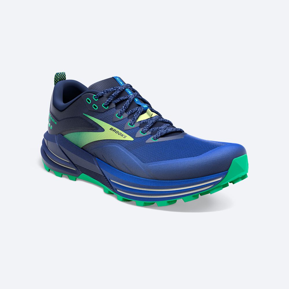 Brooks Cascadia 16 Férfi Terepfutó Cipő Kék/Zöld | HU420685