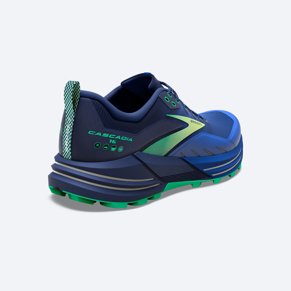 Brooks Cascadia 16 Férfi Terepfutó Cipő Kék/Zöld | HU420685