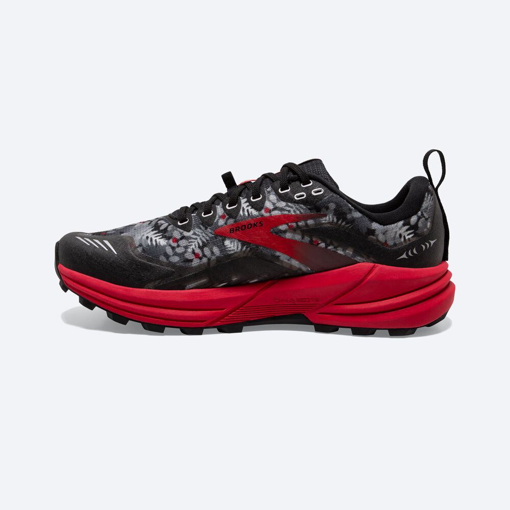 Brooks Cascadia 16 Férfi Terepfutó Cipő Fekete/Szürke/Piros | HU798026