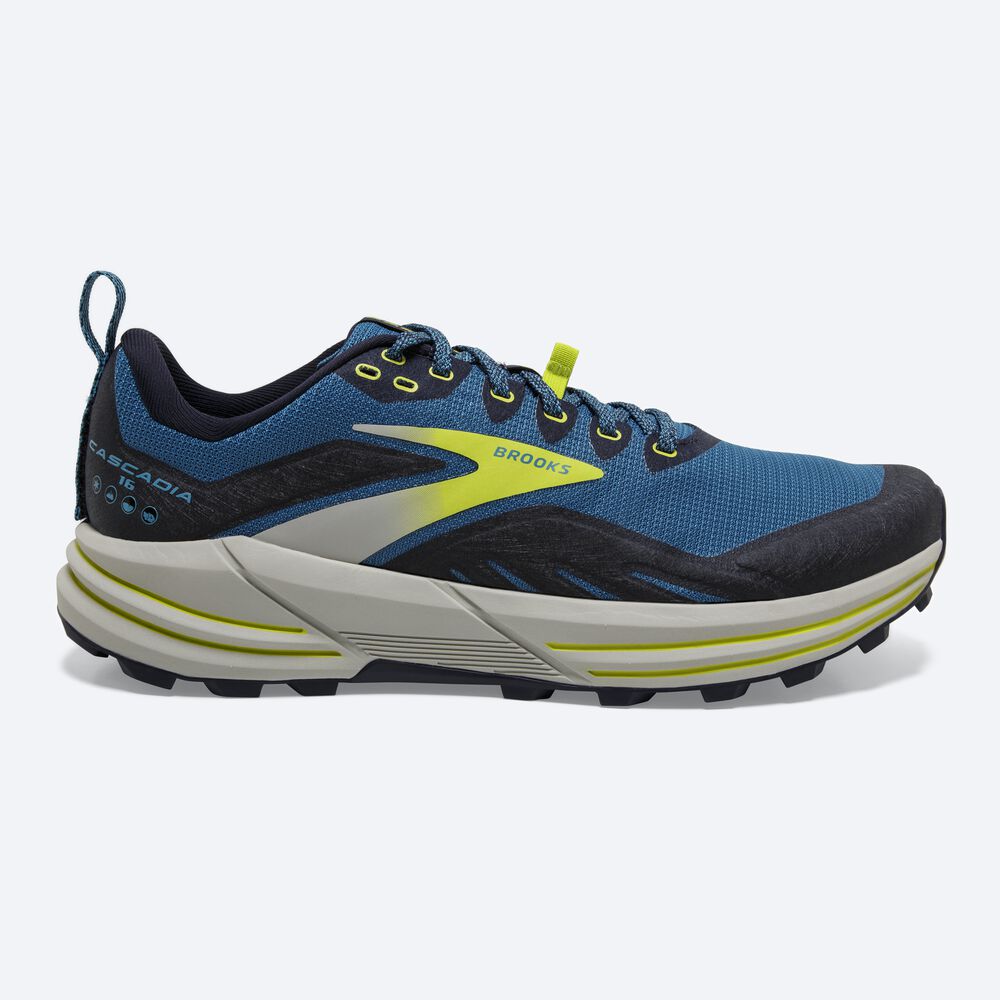 Brooks Cascadia 16 Férfi Terepfutó Cipő Kék/Sötétkék/Világos Zöld | HU935761