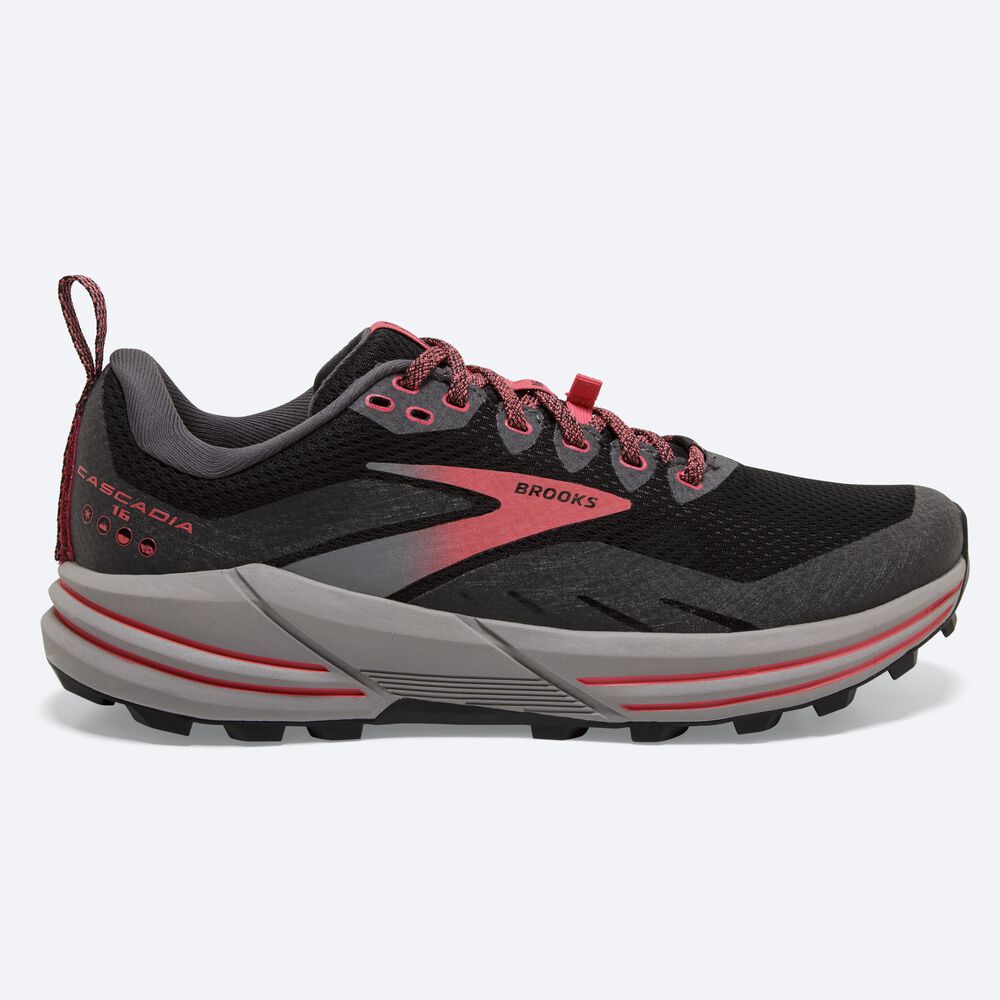 Brooks Cascadia 16 GTX Női Terepfutó Cipő Fekete/Korall | HU871402